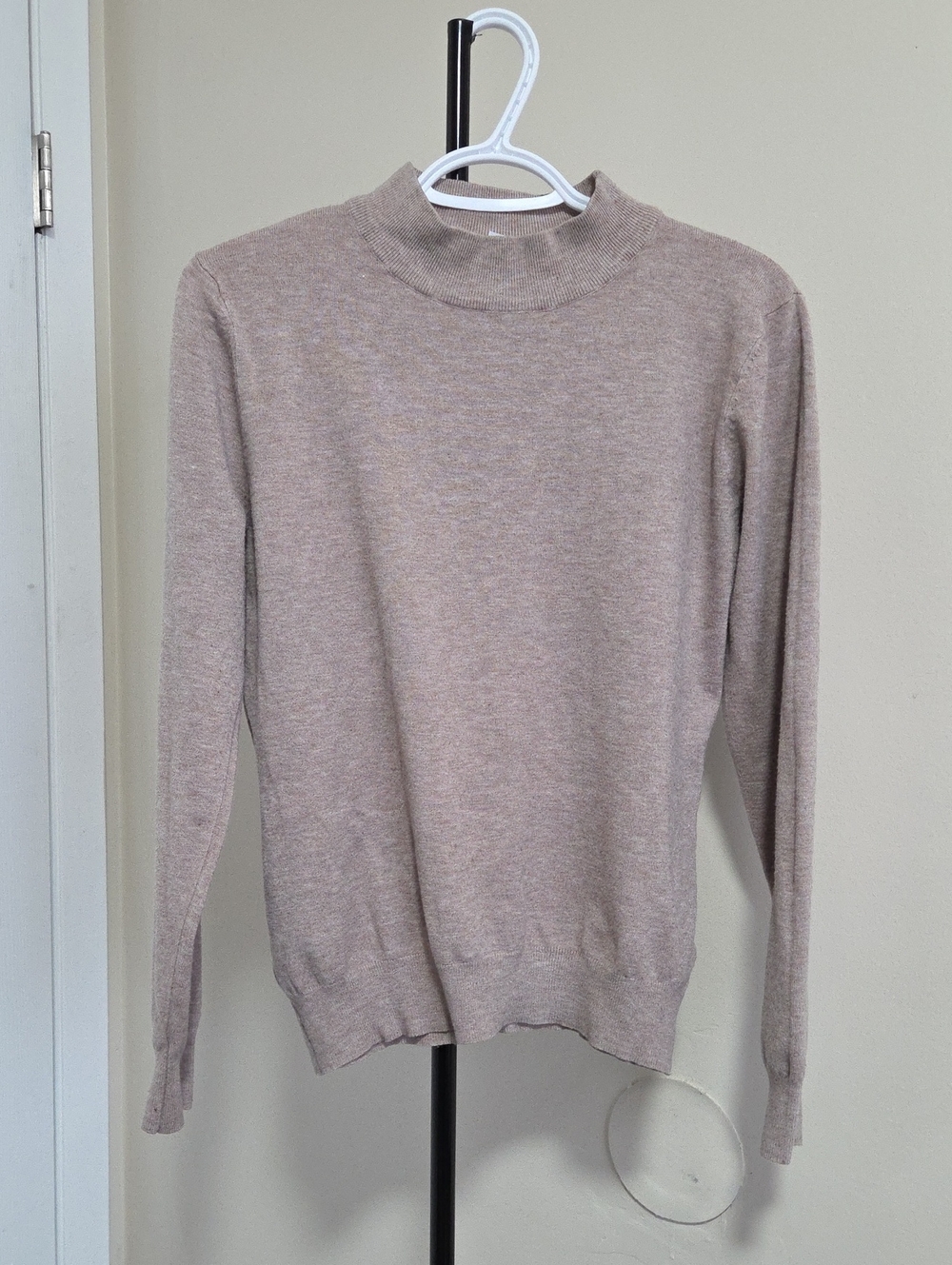 Basic Milano Lightweight Mock Neck Sweater - Beige